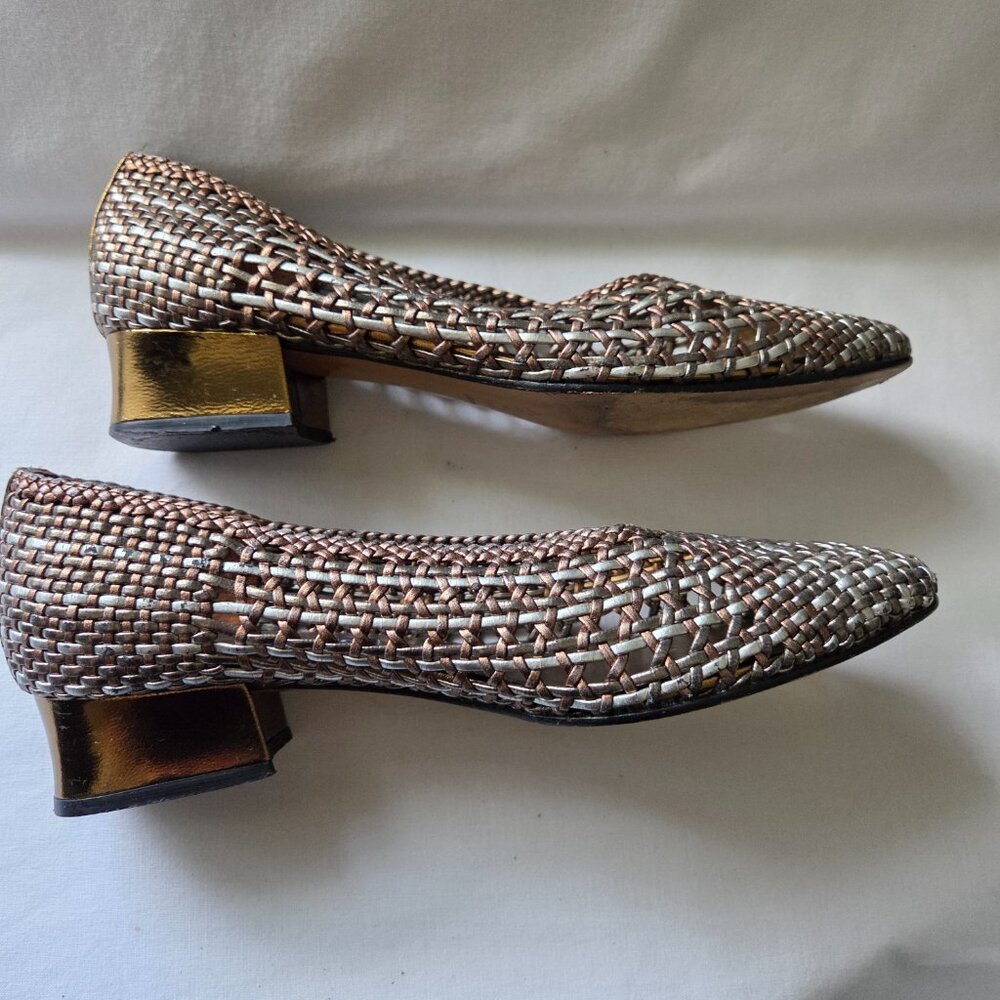Vintage Sesto Meucci Woven Metallic Heels - Picture 9 of 15